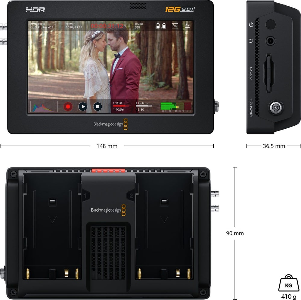 Video Assist 5″ 12G HDR – Dimensiones y peso
