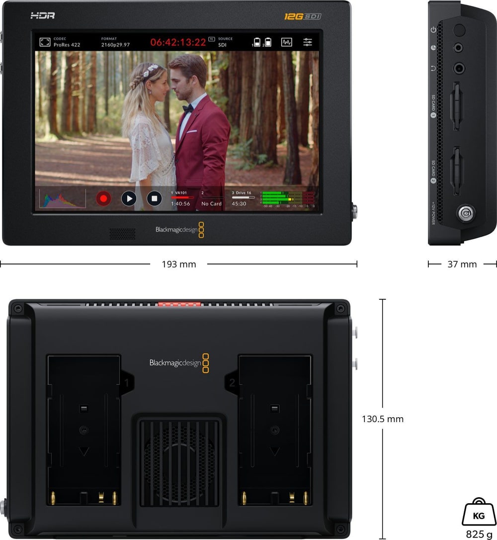Video Assist 7″ 12G HDR – Dimensiones y peso