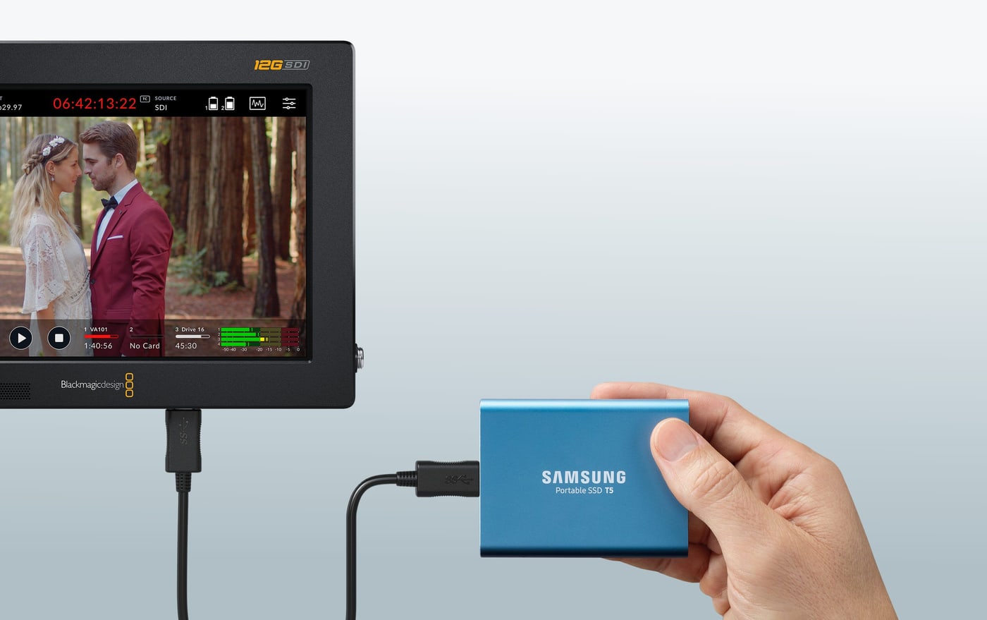 Video Assist 7″ 12G HDR – Dos ranuras SD y disco externo USB-C
