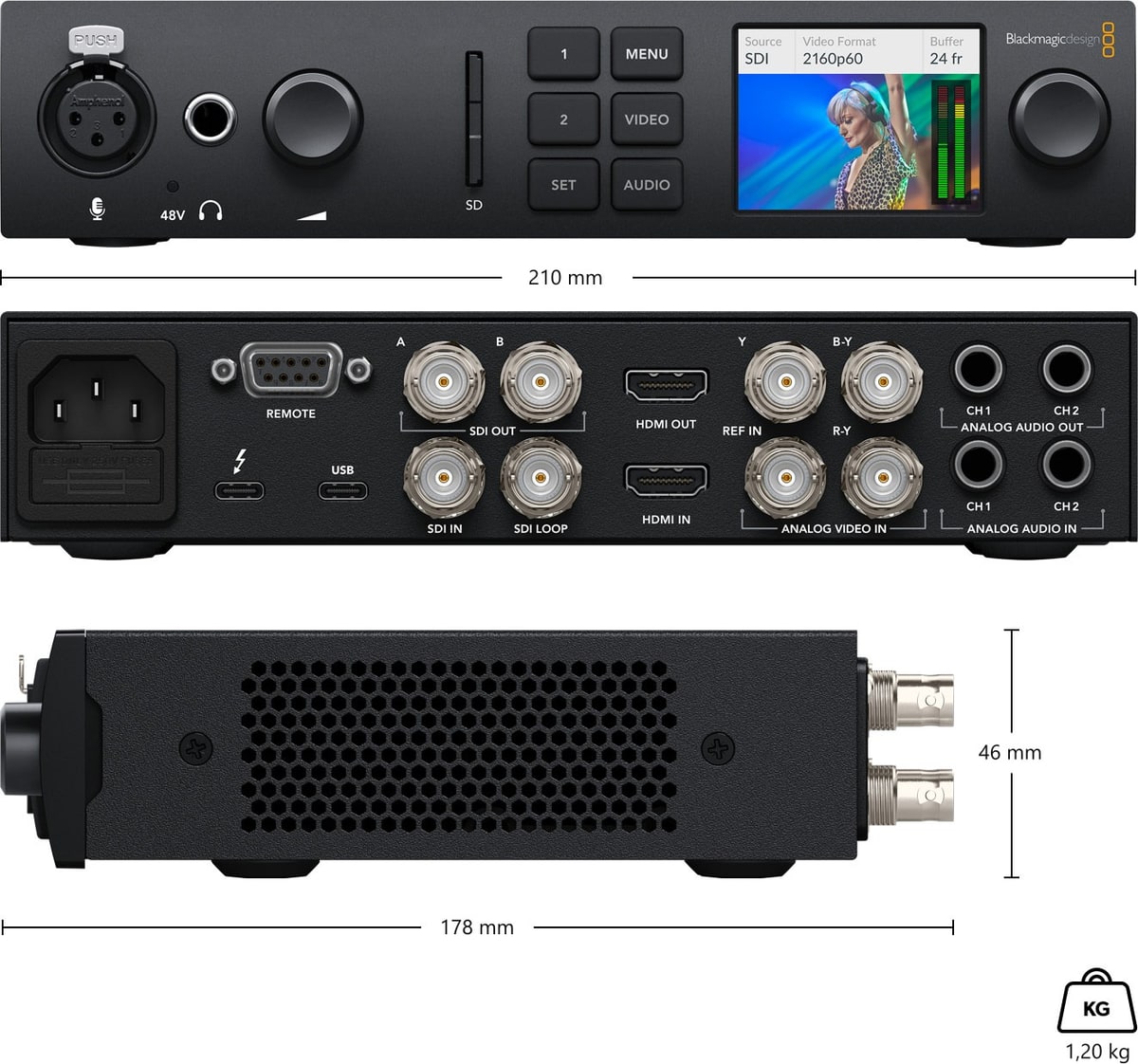 Blackmagic Design UltraStudio 4K Mini – Dimensiones y peso
