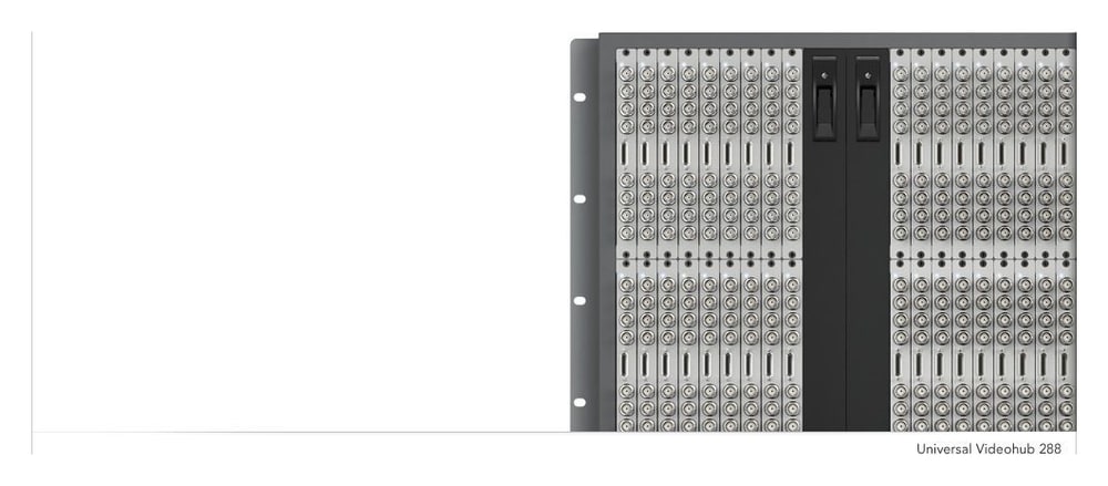 Blackmagic Universal Videohub 288 Crosspoint – Control, sincronización y supervisión en una sola tarjeta