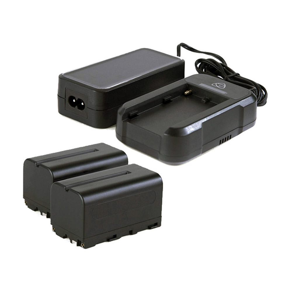 Atomos AtomX Power Kit 2 – dos baterías NP-F750, cargador y adaptador de corriente