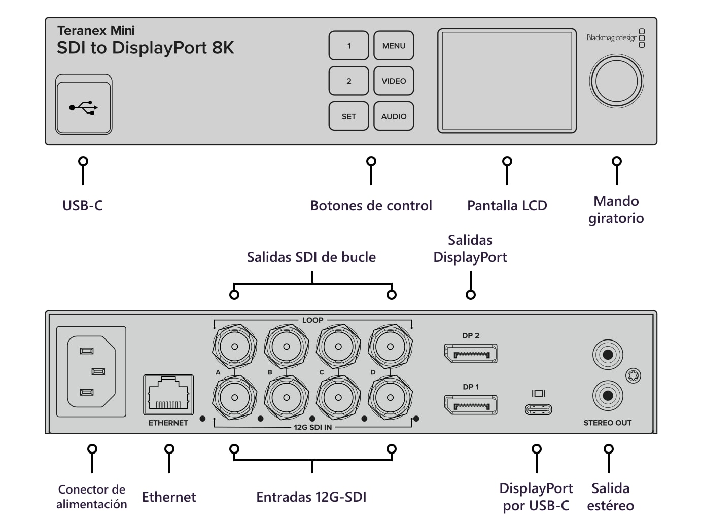 Teranex Mini SDI to DisplayPort 8K HDR – Conexiones