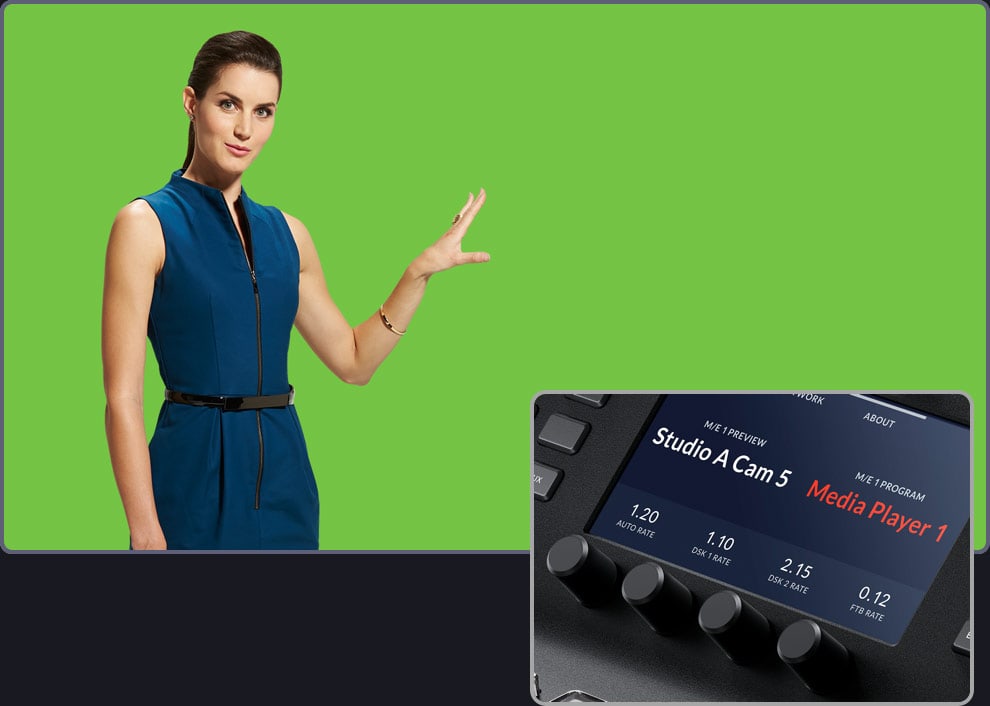 ATEM 2 M/E Advanced Panel 20 – Keyers y pantallas LCD del sistema