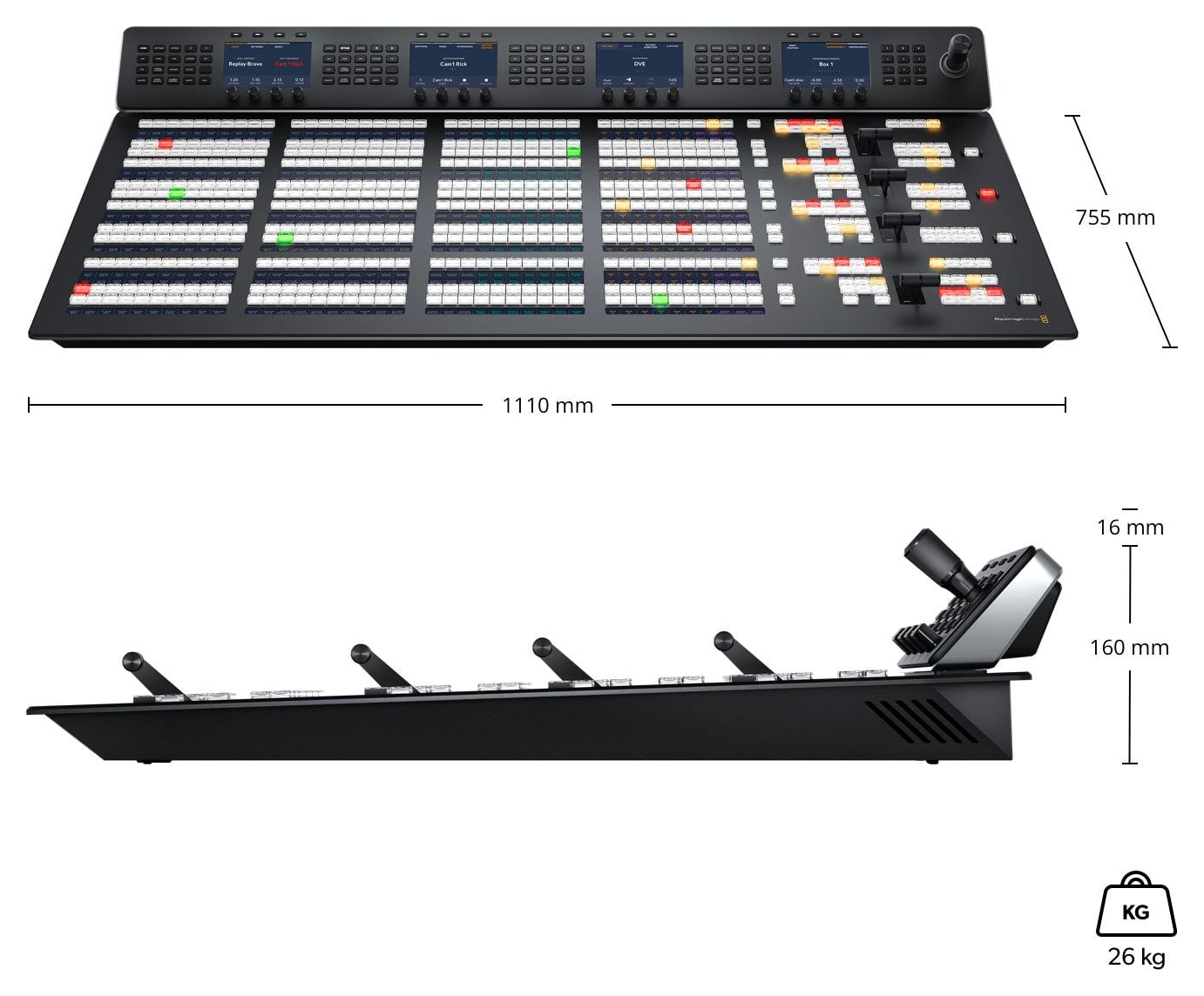 ATEM 4 M/E Advanced Panel 40 – Dimensiones