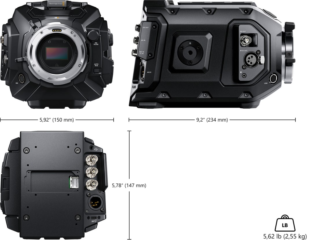 Blackmagic URSA Mini Pro 12K – Dimensiones y peso