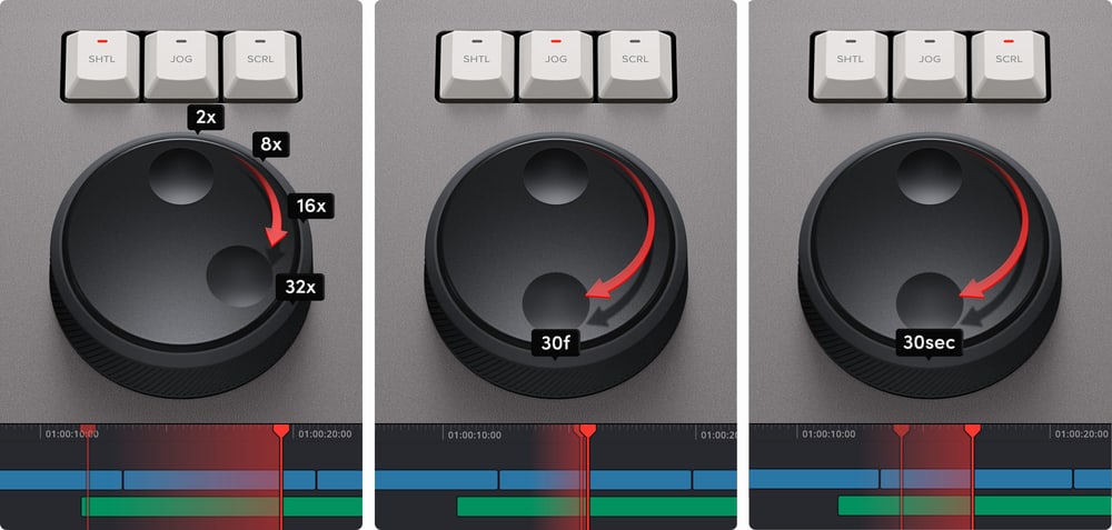 DaVinci Resolve Speed Editor – Shuttle, Jog y Scroll