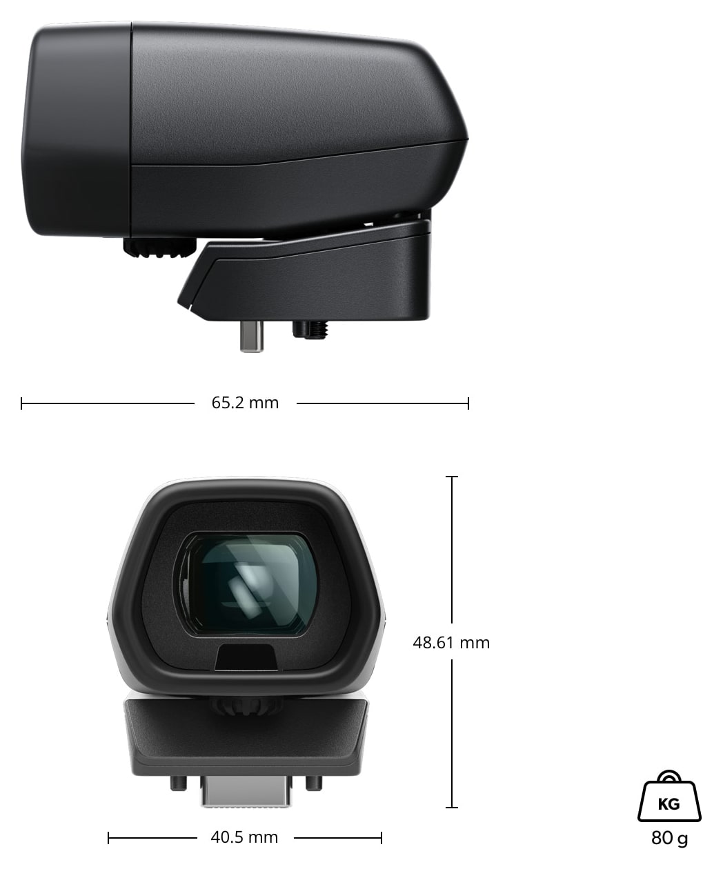 Blackmagic Pocket Cinema Camera Pro EVF – Dimensiones y peso