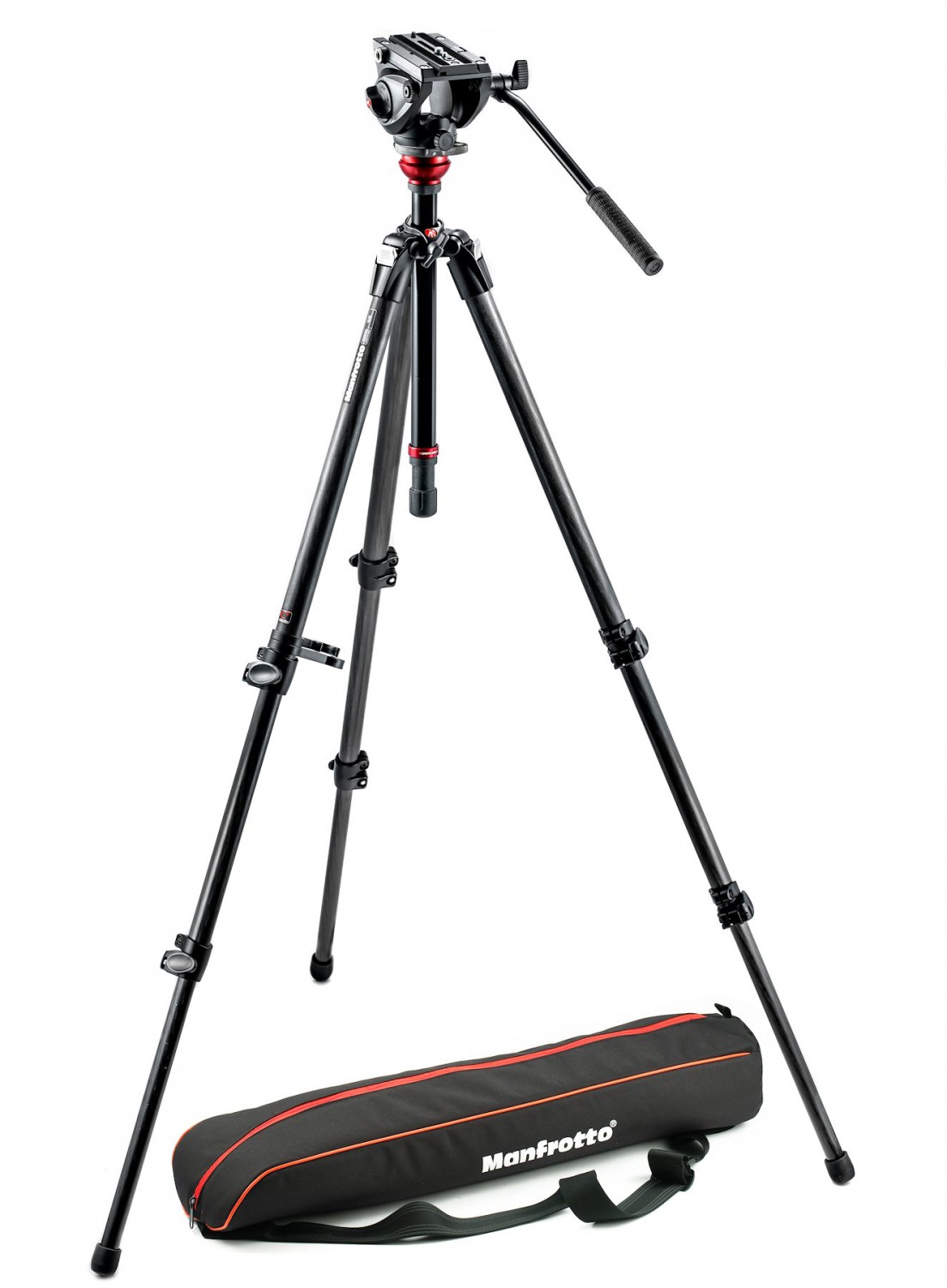 Sistema de vídeo de carbono Manfrotto MVH500AH con trípode 755CX3 y bolsa