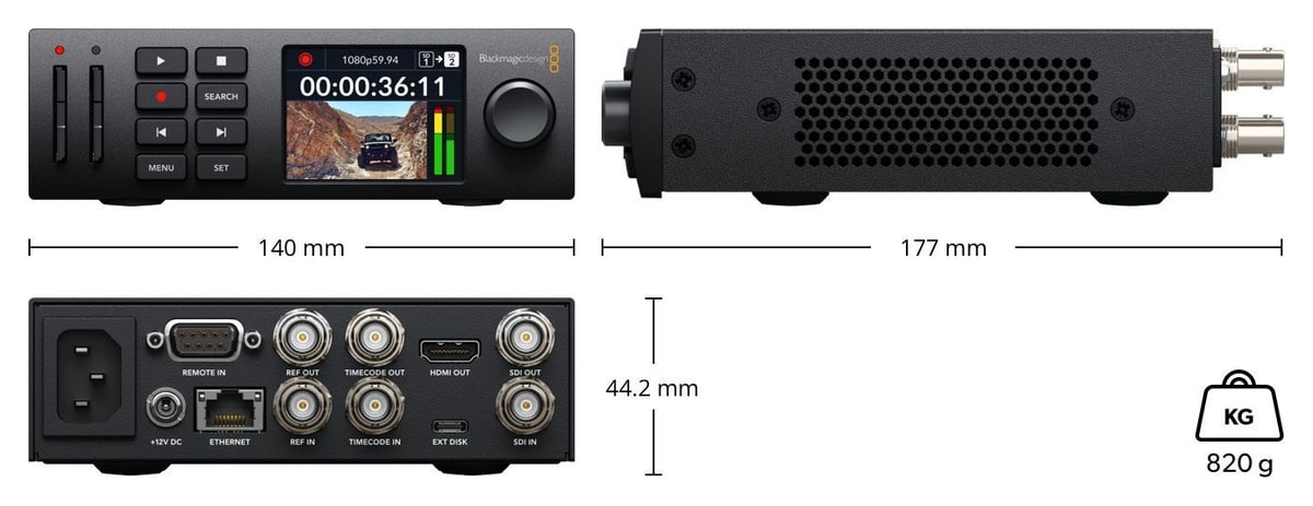 HyperDeck Studio HD Mini – Dimensiones y peso
