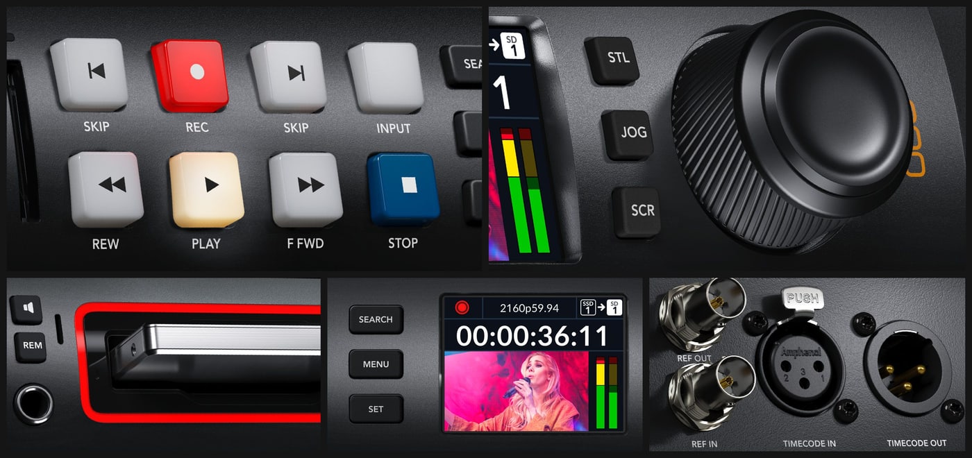 HyperDeck Studio 4K Pro – Rueda de búsqueda metálica con embrague