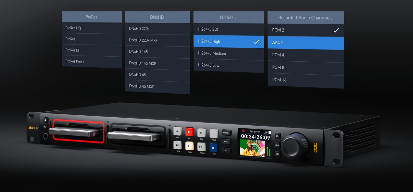 HyperDeck Studio 4K Pro – H.265, ProRes y DNx hasta 2160p60