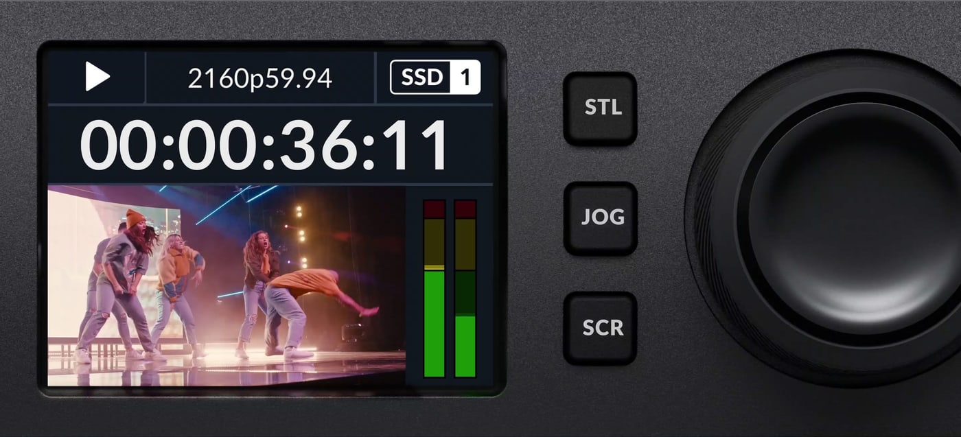 HyperDeck Studio 4K Pro – Pantalla de estado en color