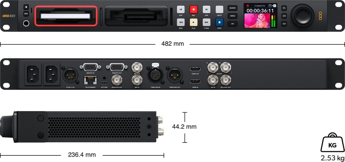 HyperDeck Studio 4K Pro – Dimensiones y peso