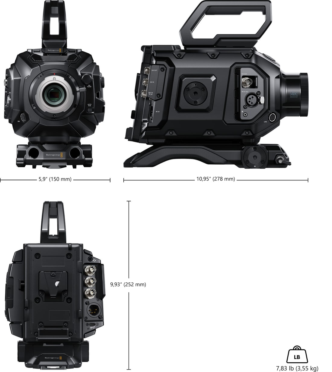 Blackmagic URSA Broadcast G2 – Dimensiones y peso