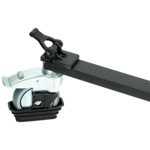 Detalle de rueda, freno y sujeción de trípode del Manfrotto 114MV