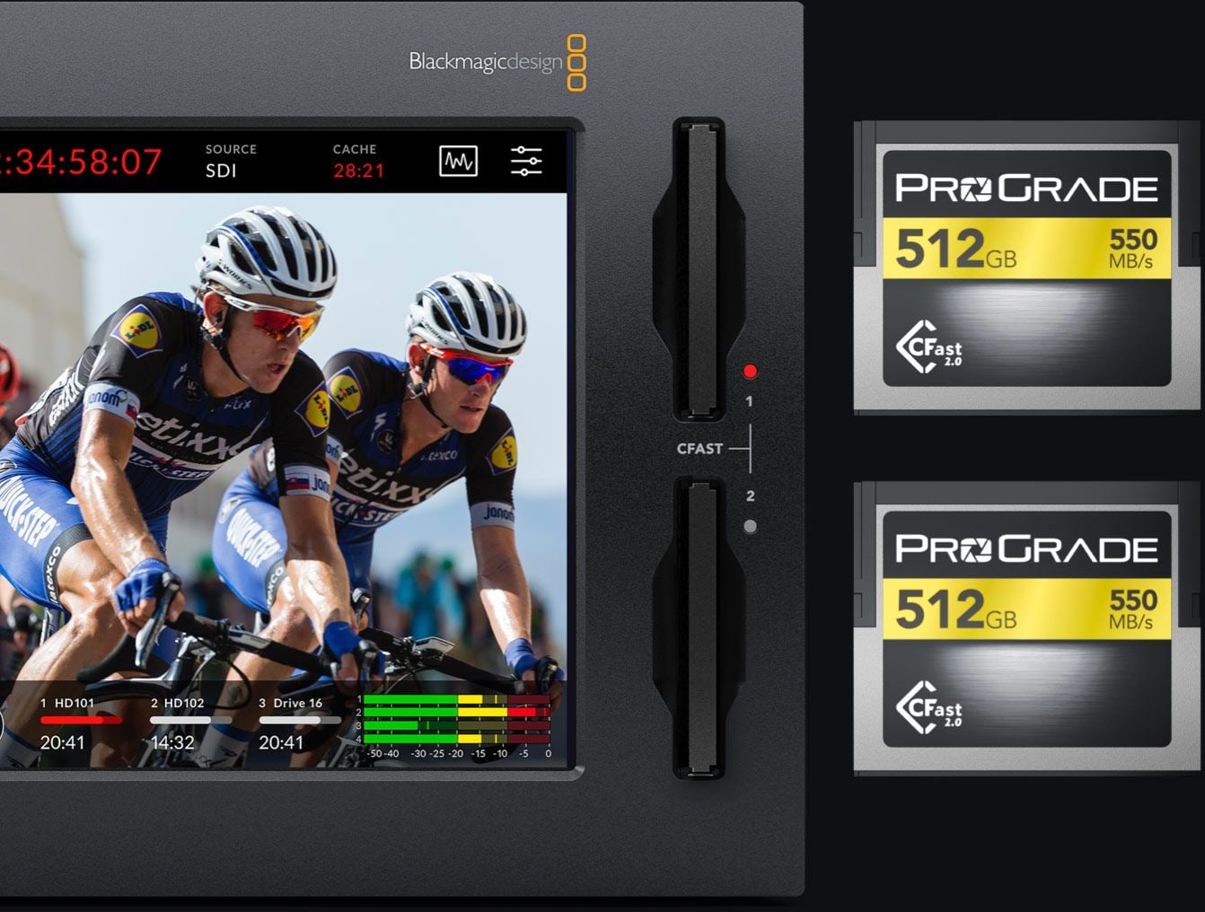 HyperDeck Extreme 4K HDR – Dos tarjetas CFast para grabación ininterrumpida