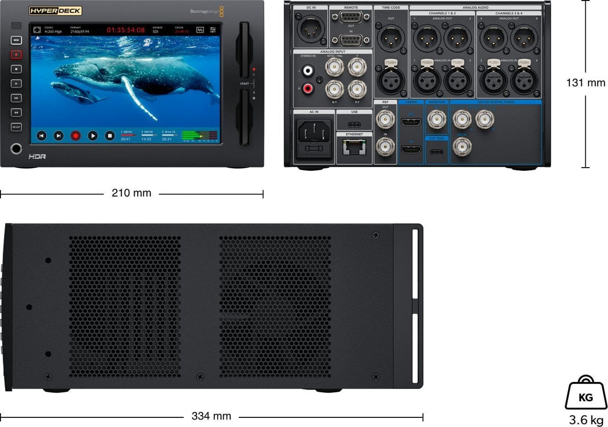 HyperDeck Extreme 4K HDR – Dimensiones y peso