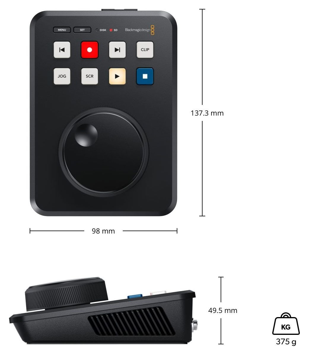 HyperDeck Shuttle HD – Dimensiones y peso