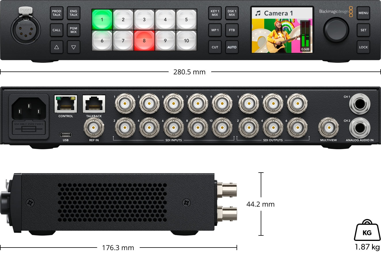 ATEM 1 M/E Constellation HD – Dimensiones y peso