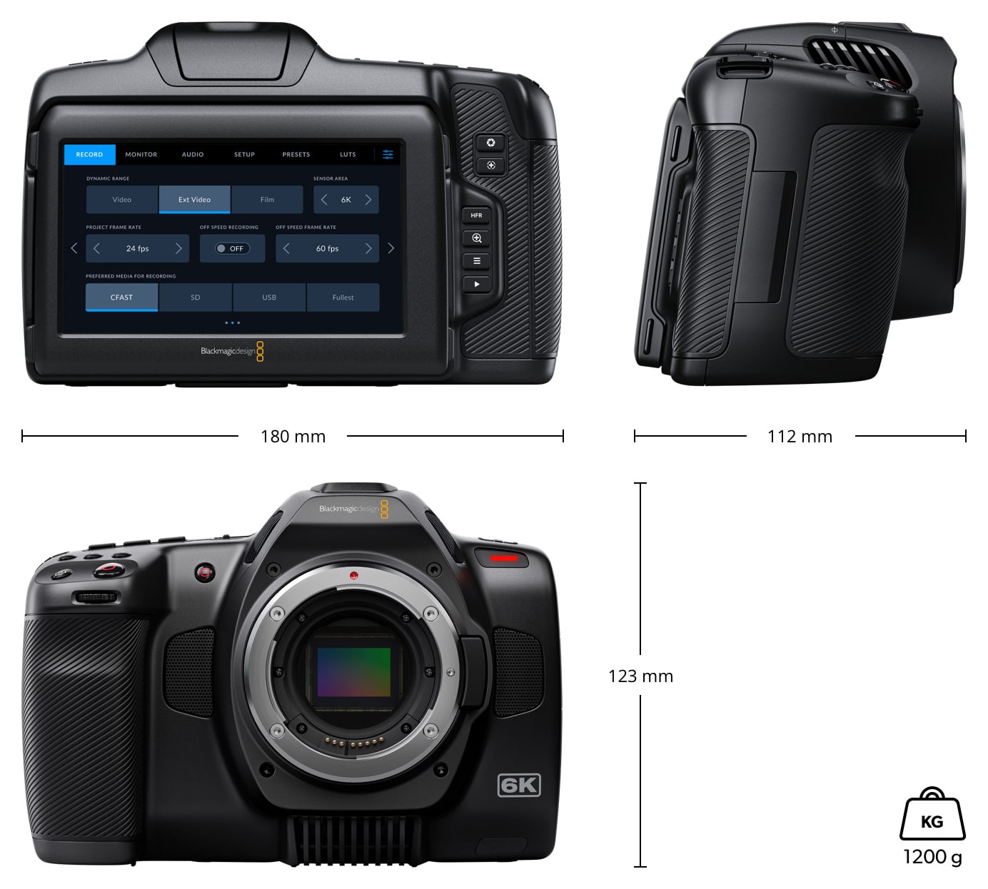 Blackmagic Pocket Cinema Camera 6K G2 – Dimensiones y peso