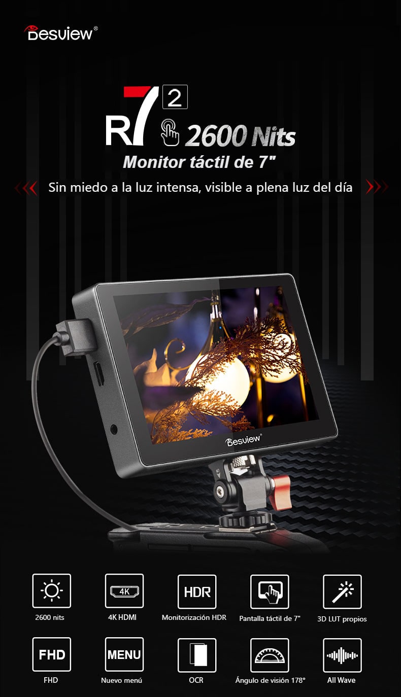 Desview R7II (R72) – monitor táctil para cámara de 7" y 2600 nits
