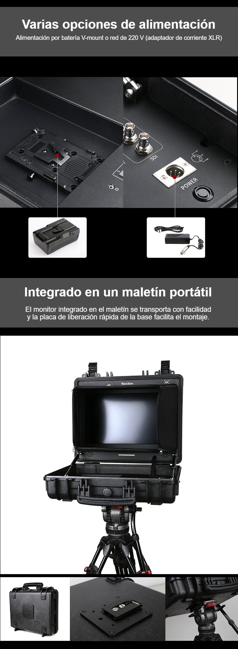 Alimentación y maletín portátil