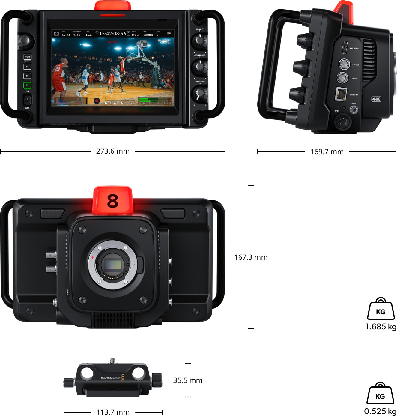 Blackmagic Design Studio Camera 4K Pro G2 – Dimensiones y peso