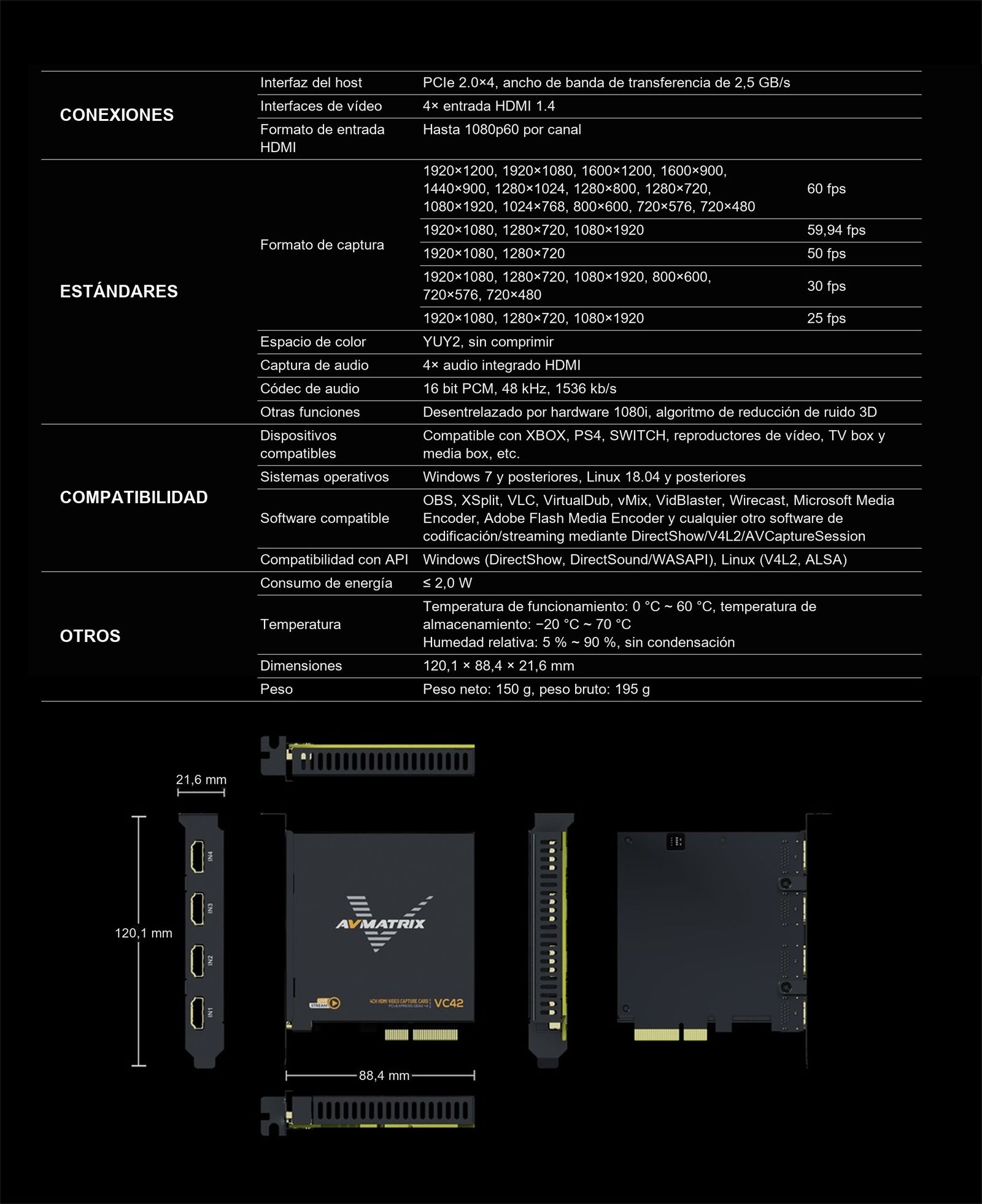 AVMATRIX VC42x – infografía