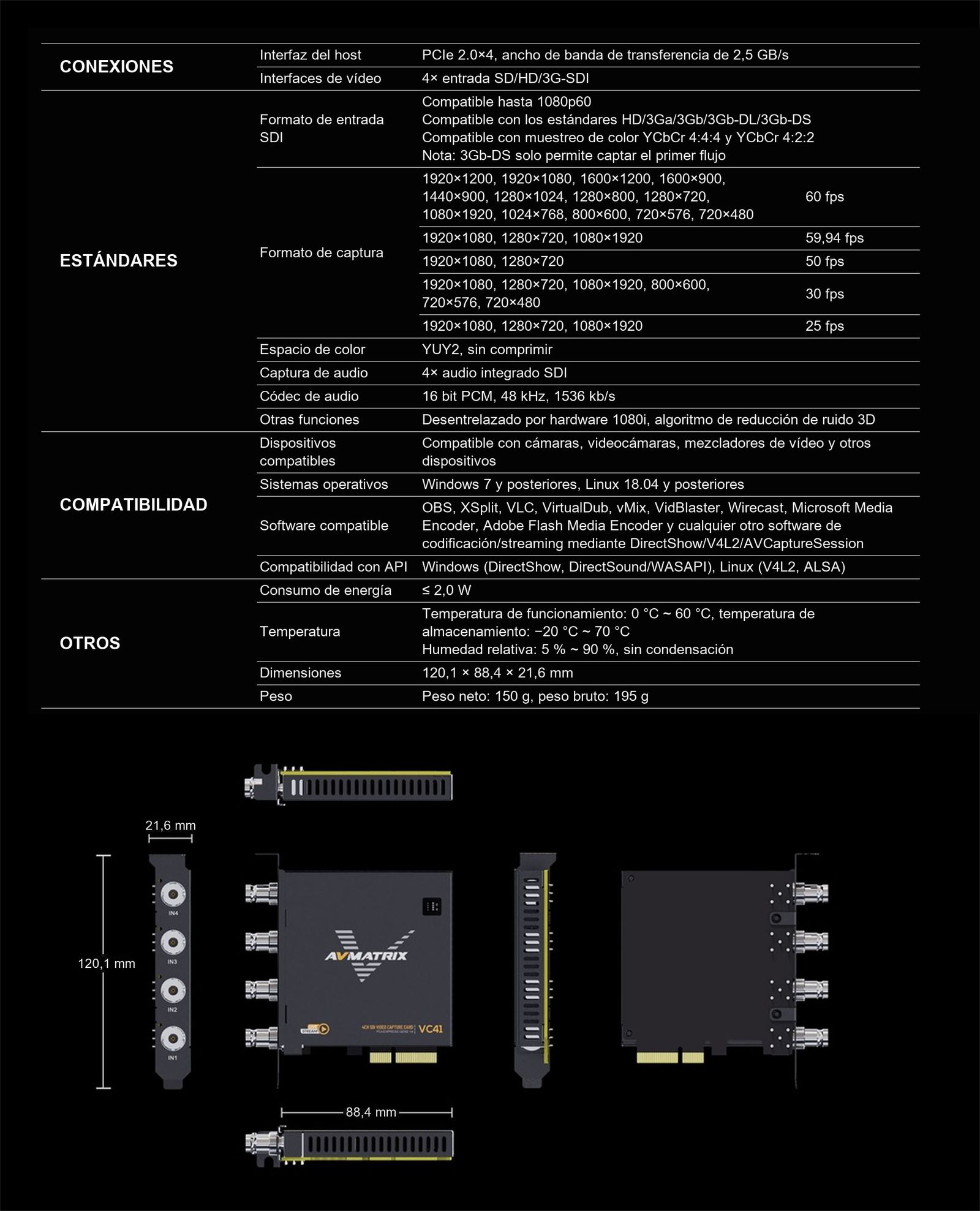 AVMATRIX VC41 – infografía