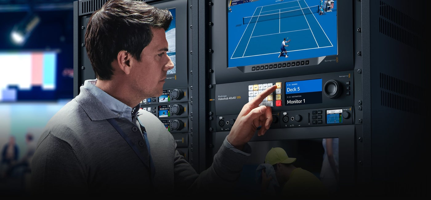 Blackmagic Videohub 40x40 12G – Imagen en directo en la LCD antes de conmutar