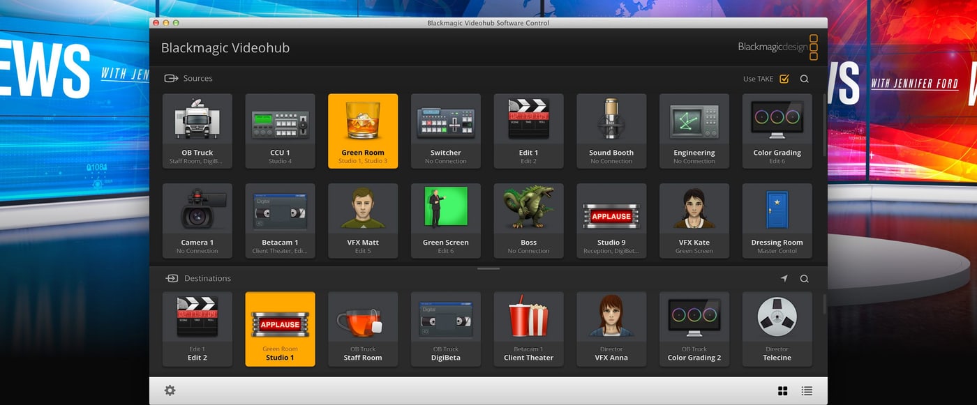 Blackmagic Videohub 40x40 12G – Control desde Mac, Windows y iPad
