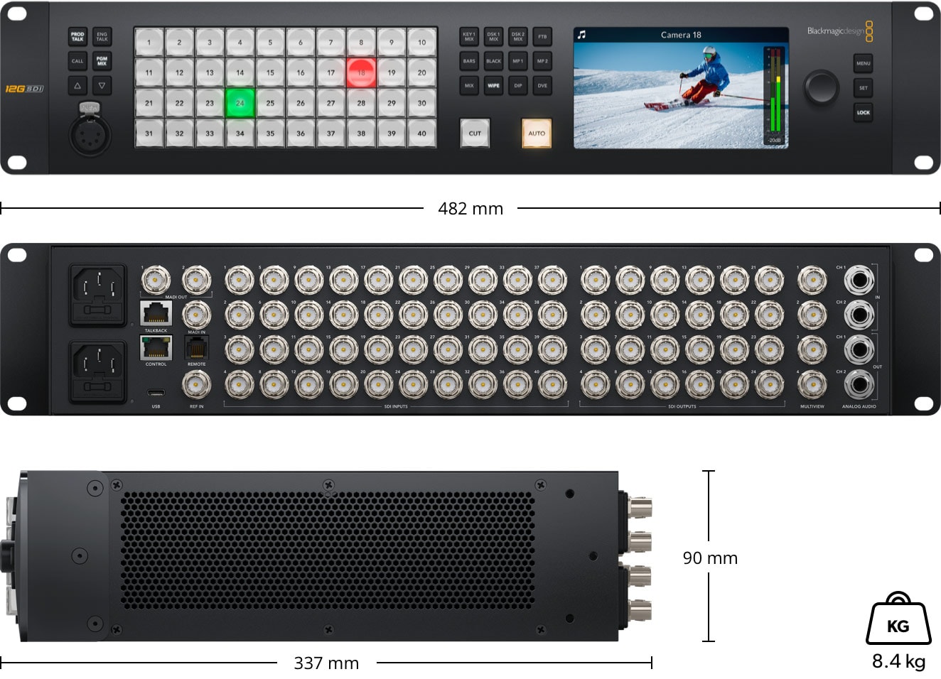 ATEM 4 M/E Constellation 4K – Dimensiones y peso