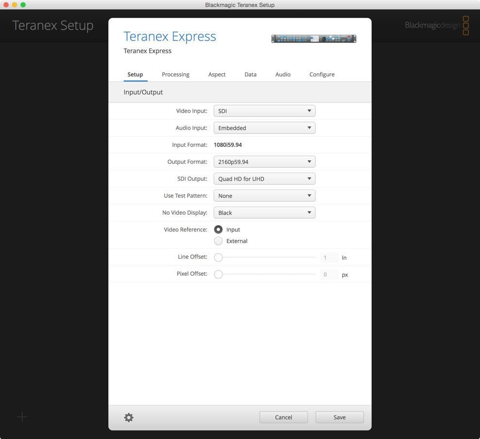 Teranex Express – Control en el panel o desde un ordenador