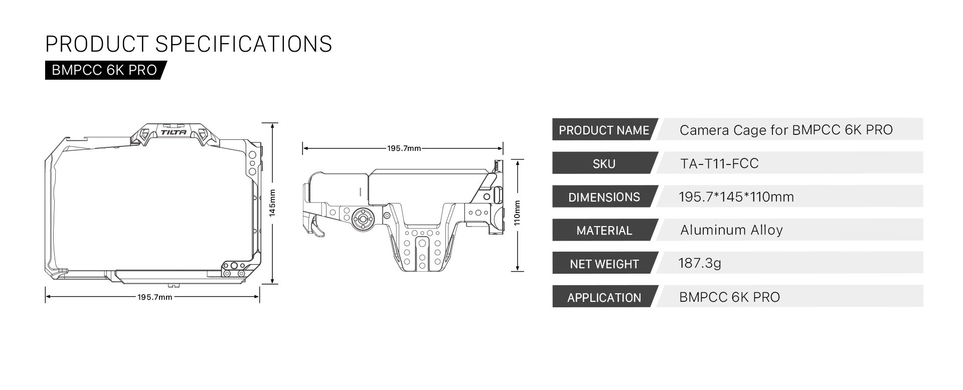 Full Camera Cage for BMPCC 6K Pro/G2 Full Camera Cage for BMPCC 6K Pro/G2