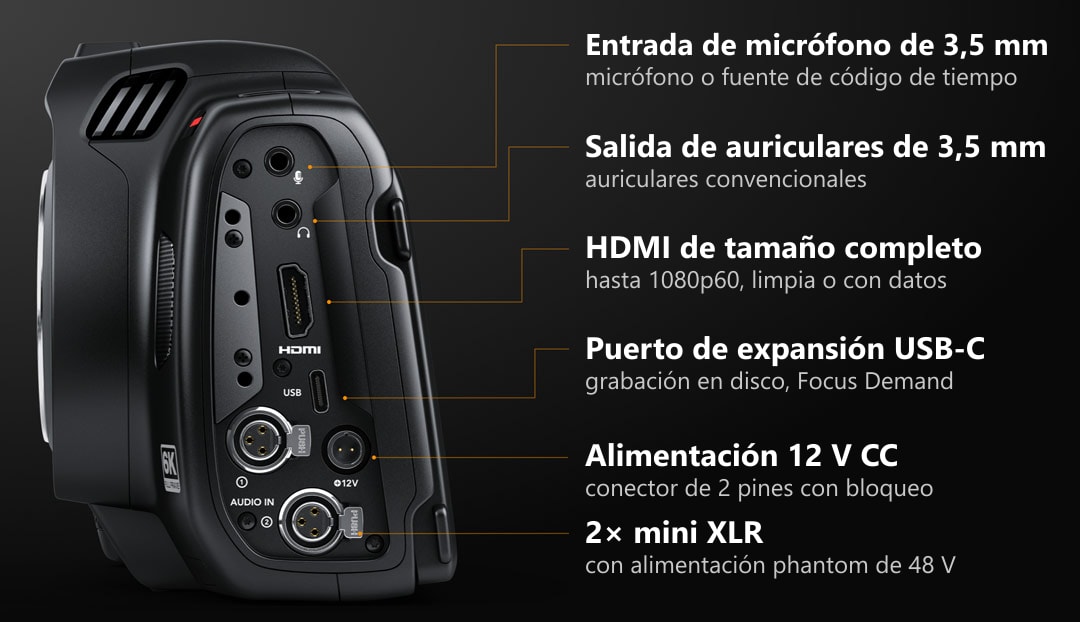 Blackmagic Cinema Camera 6K – Conexiones para rigs personalizados