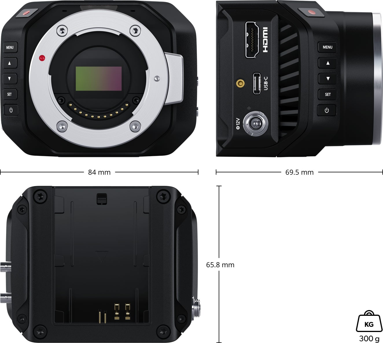 Blackmagic Design Micro Studio Camera 4K G2 – Dimensiones y peso