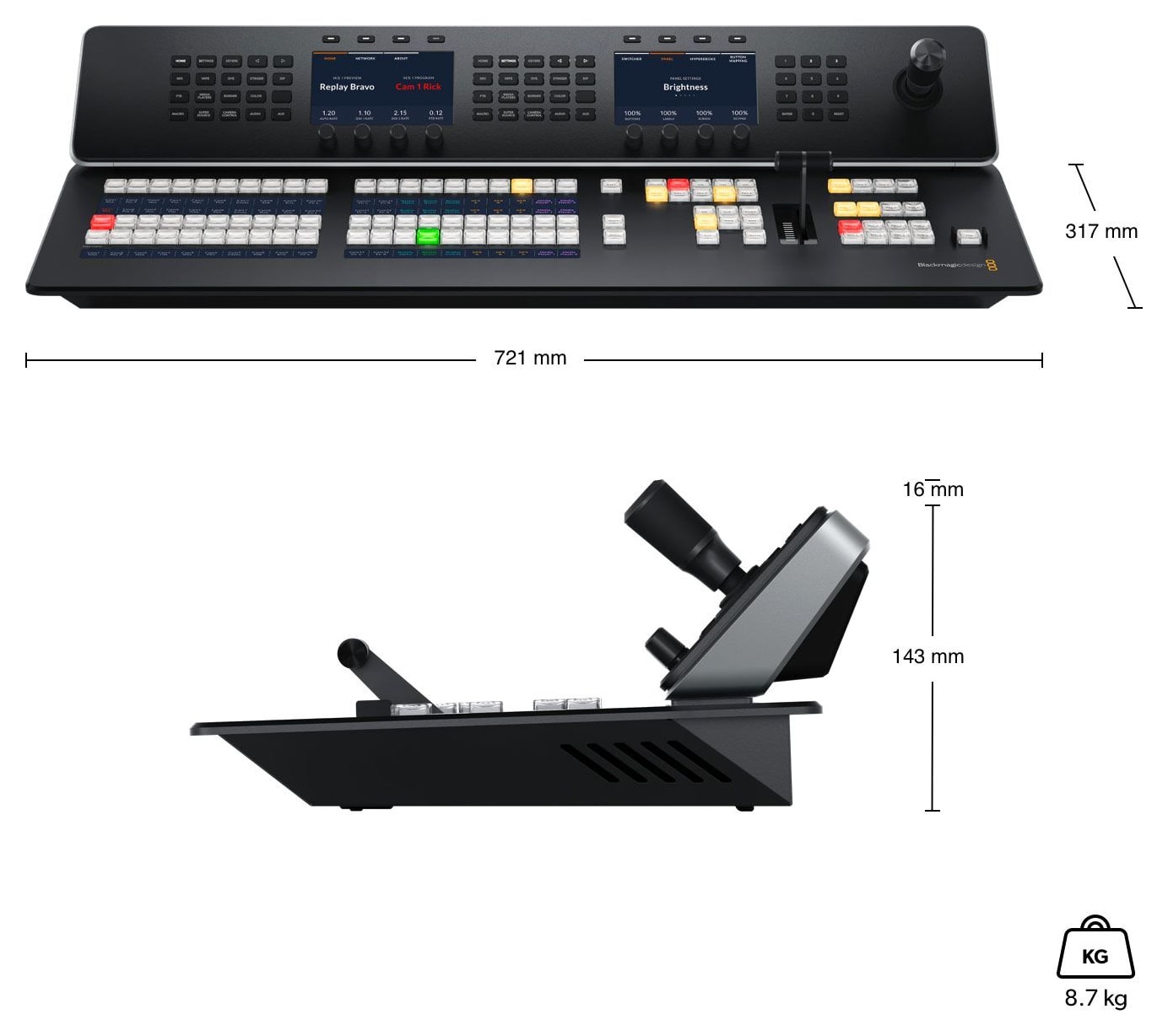 ATEM 1 M/E Advanced Panel 20 – Dimensiones