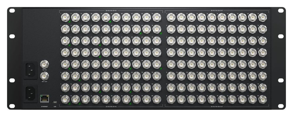 Blackmagic Videohub 80x80 12G – Un LED en cada entrada