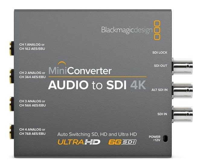 Mini Converter Audio to SDI 4K – Cuatro canales analógicos u ocho AES/EBU