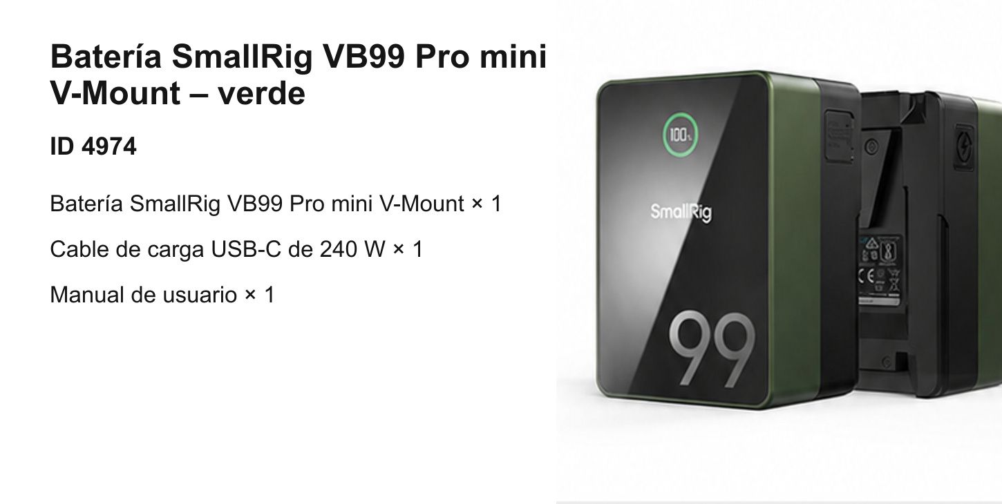 Infografía de producto traducida SmallRig VB99 Pro 9/10