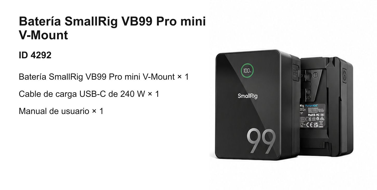 Infografía de producto traducida SmallRig VB99 Pro 8/10