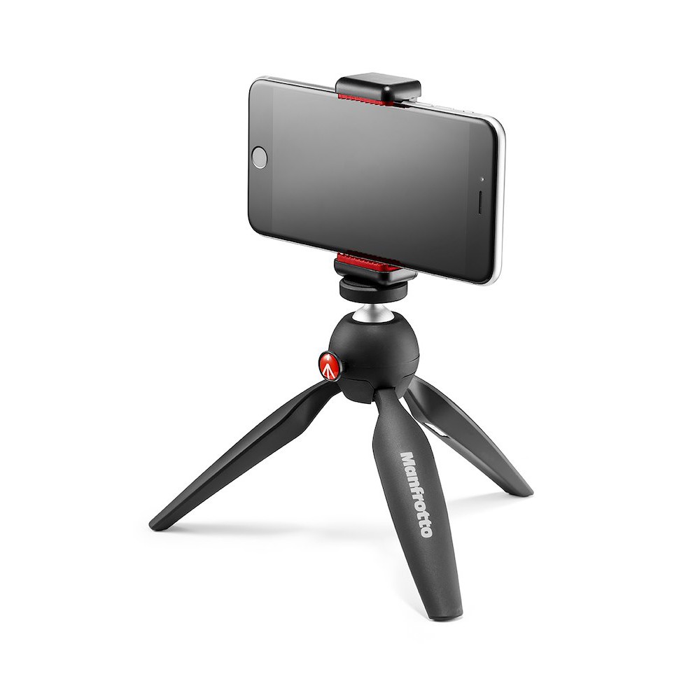 Manfrotto PIXI con smartphone como trípode de mesa