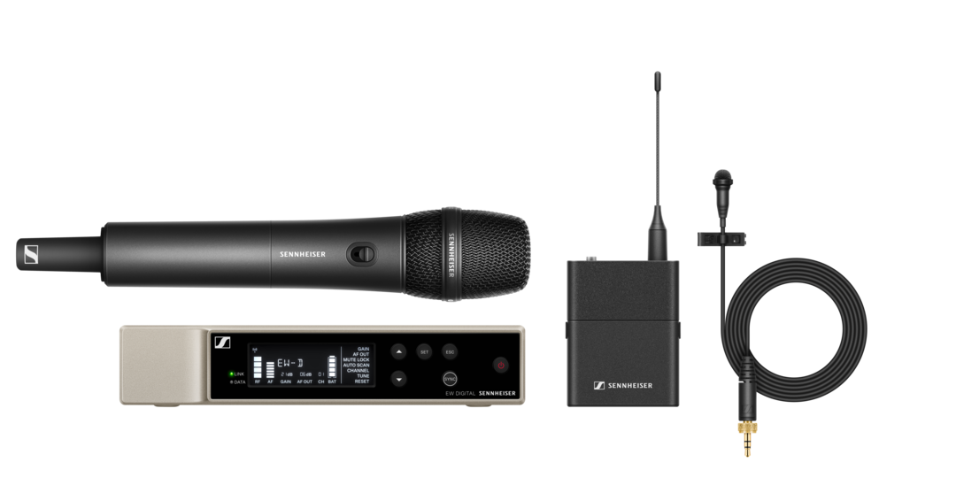 Sennheiser EW-D ME2/835-S SET R1-6 con receptor, micrófono lavalier ME 2, bodypack y transmisor de mano con cápsula MMD 835