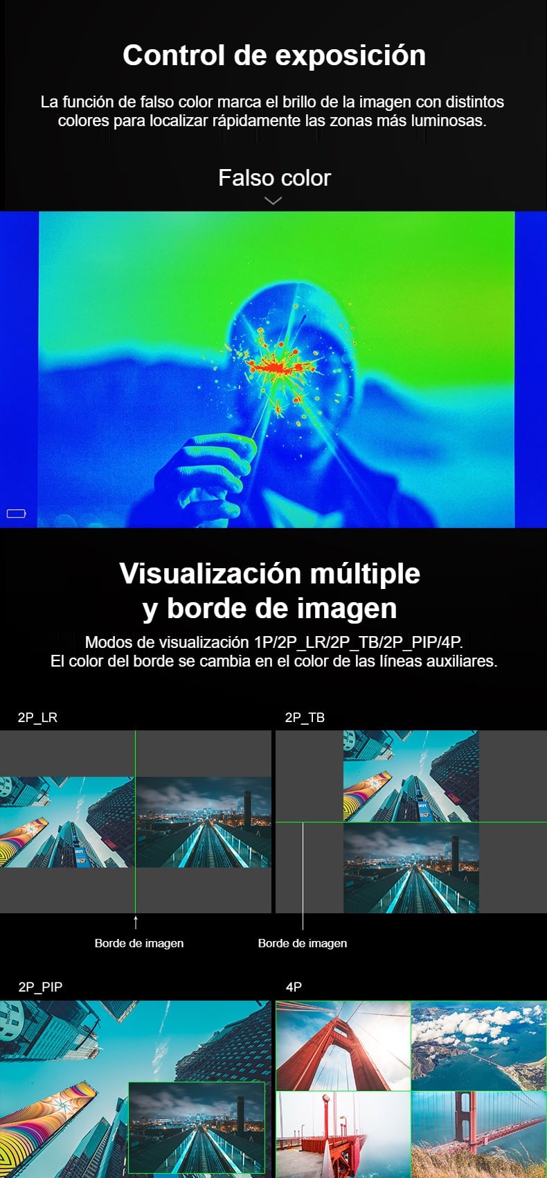 Falso color y borde de imagen