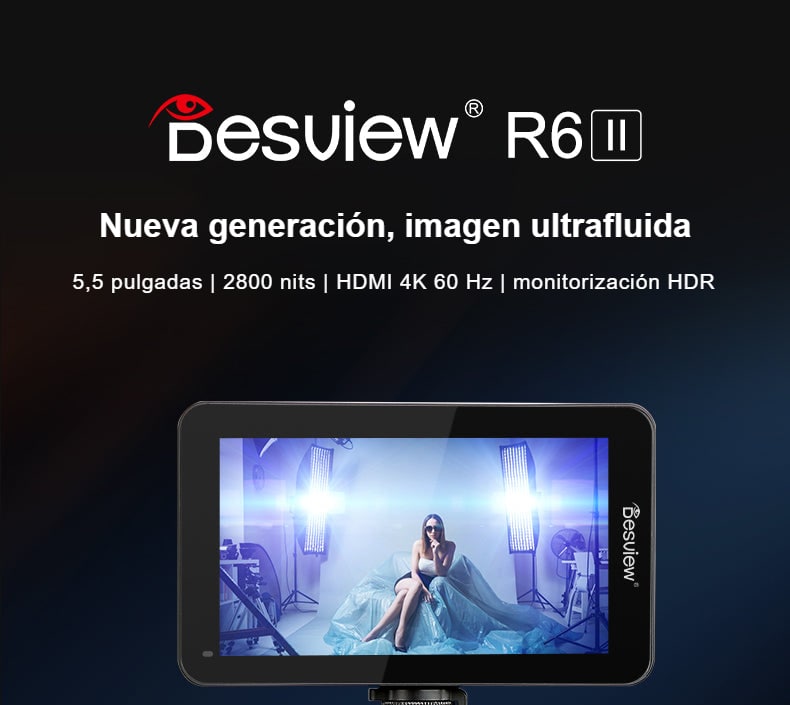 Desview R6II – monitor de cámara de 5,5" con 2800 nits y HDMI 4K 60 Hz