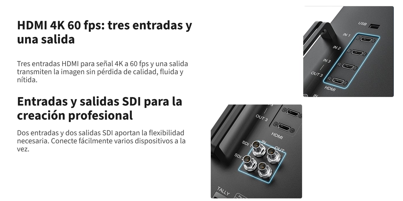Entradas y salidas HDMI y SDI