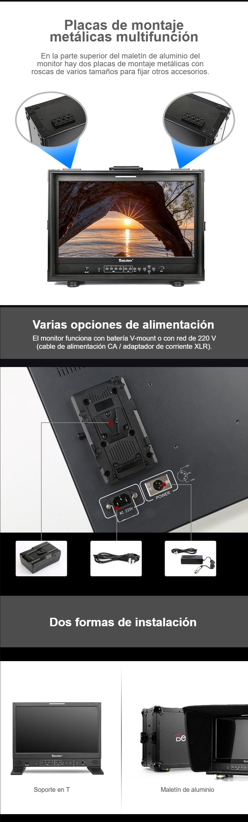 Placas de montaje, alimentación y dos versiones
