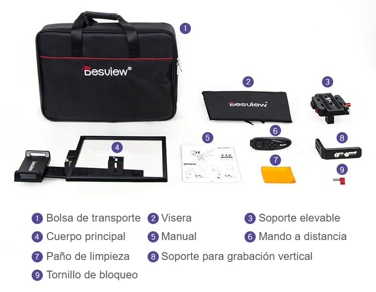 1 × cuerpo principal del teleprompter Desview T12