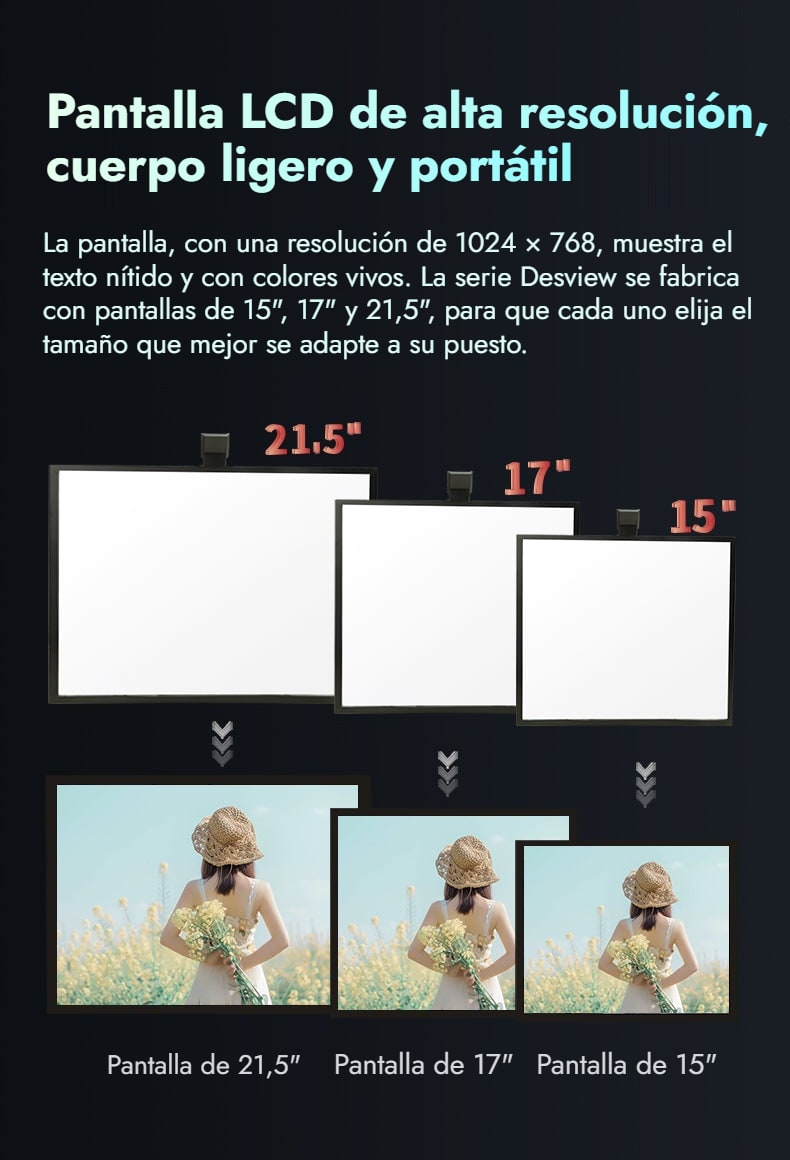 Pantalla LCD de alta resolución, cuerpo ligero y portátil